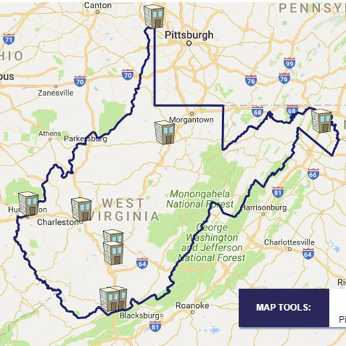 image of WV Department of Commerce interactive map